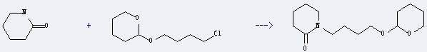 2H-Pyran,2-(4-chlorobutoxy)tetrahydro- can be used to produce 1-[4-(tetrahydro-pyran-2-yloxy)-butyl]-piperidin-2-one with piperidin-2-one.